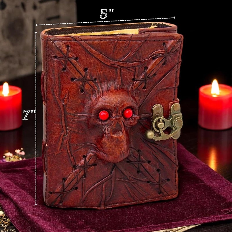 PRASTARA 3D SKULL Embossed Journal,Engraving Notebook,Dnd notebook for Dragon Lovers ,Blank Paper,Hardcover Travel Notepad for Writing,Sketchbook,Collection,Gift,Decoration Hocus Pocus Spell book Prop Gifts Halloween Decorations Decor Leather Journal Writing Book Of shadow Best Christmas Gifts For Men And Women - Image 4